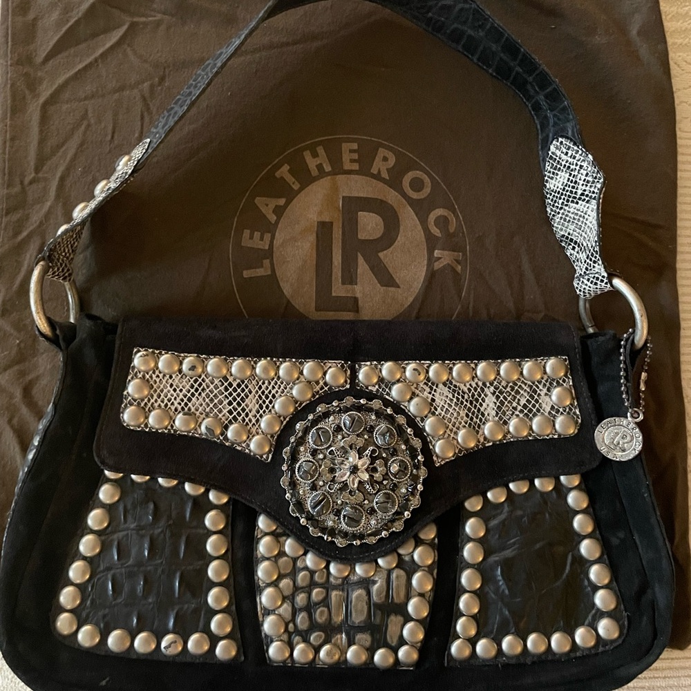 Leatherock Black Embellished Women's Bag